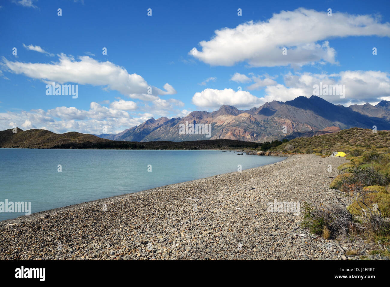 Camping on the shores of Lago Viedma, Argentine Patagonia, Argentina, South America Stock Photo