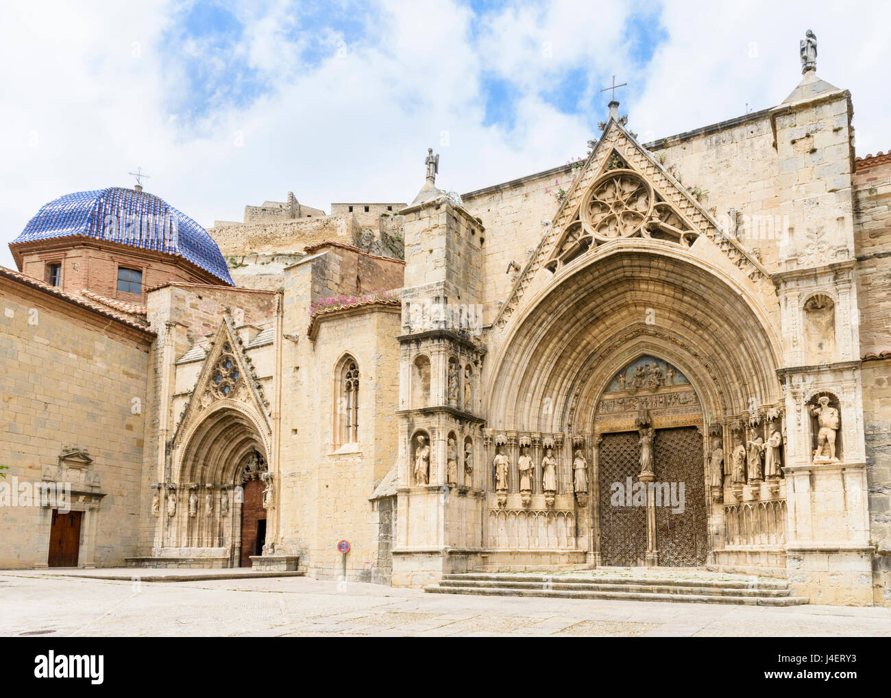 Facade of the Archpriestal Church of Santa Maria la Mayor, Morella, Spain Stock Photo