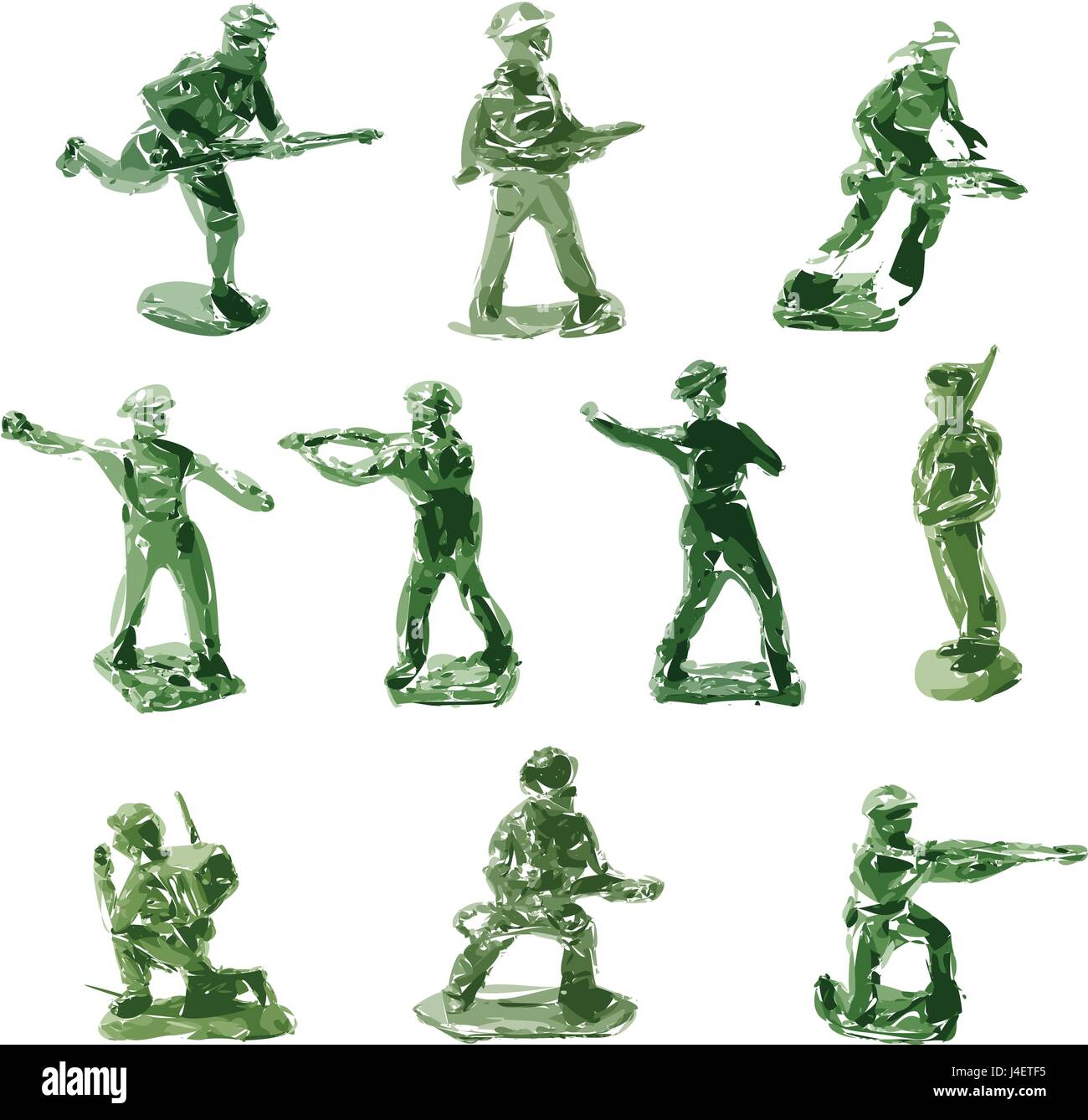 Collection of Pop Art Toy Soldiers War Stock Vector