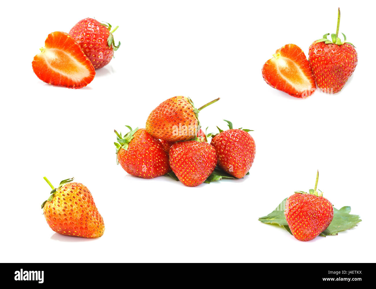 set of Ripe red strawberries on white background isolated Stock Photo ...