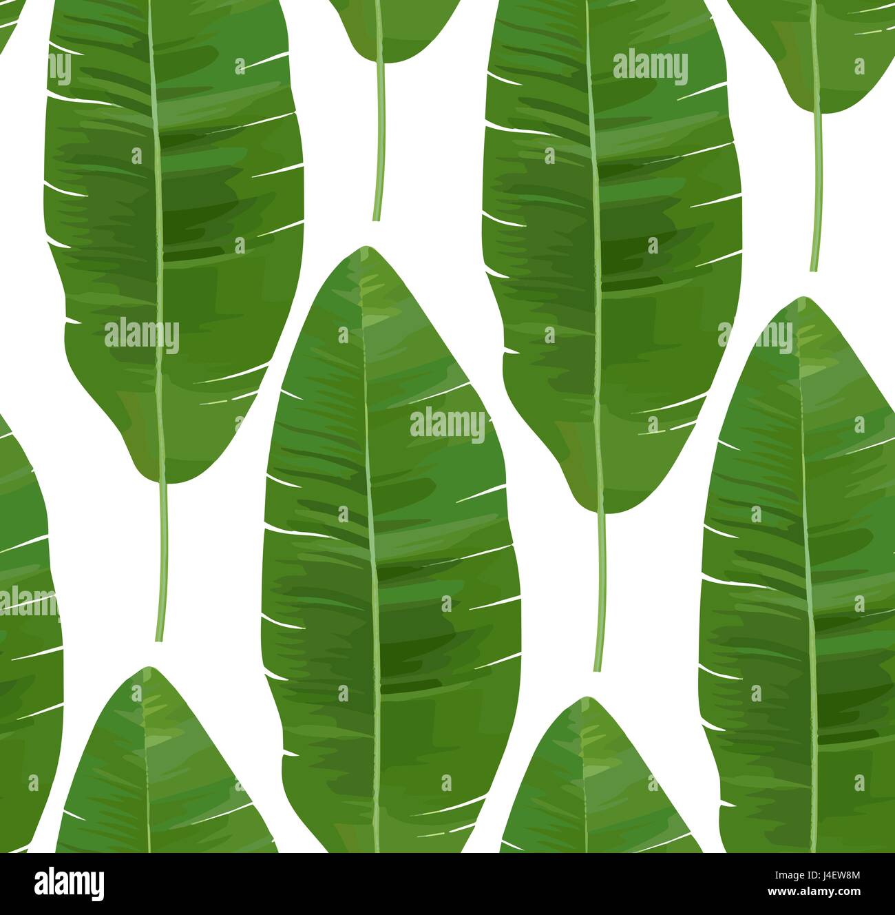 Seamless tropical pattern with banana leaves. Vector illustration Stock