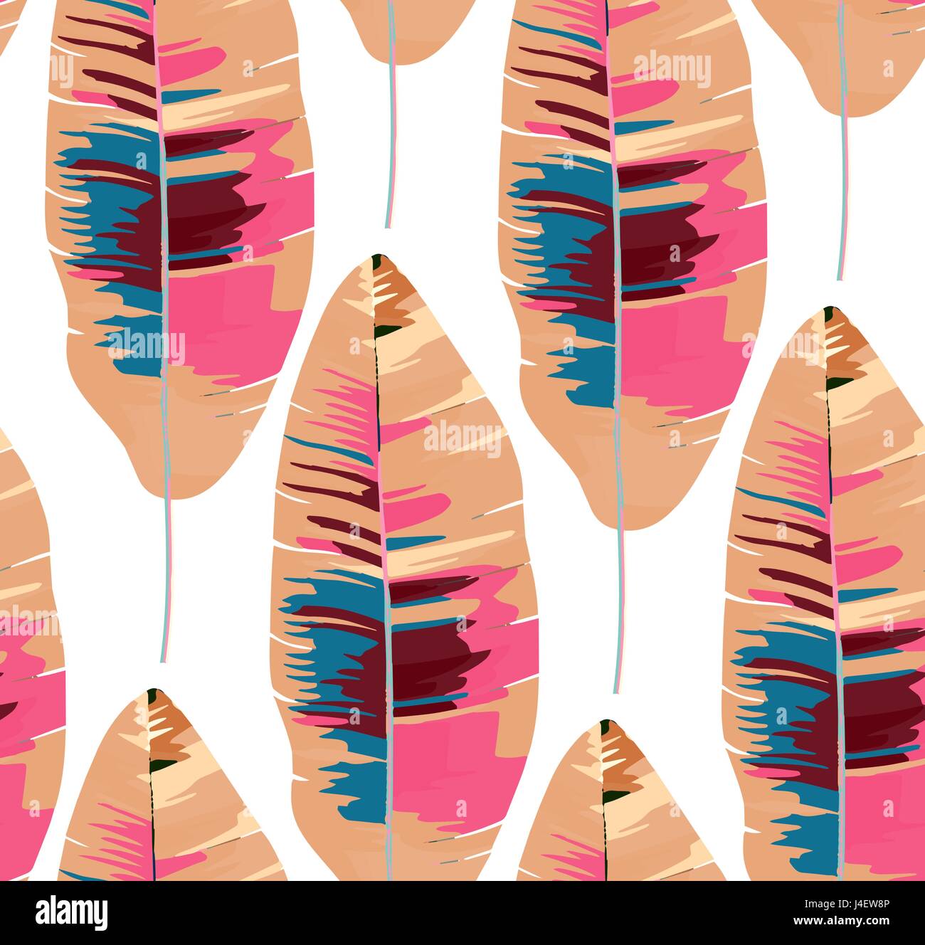 Tropical seamless vector background - banana leaf pattern in fashion ...