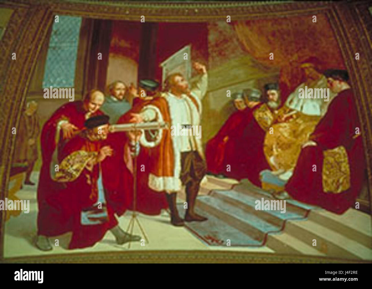 Galileo presenta il telescopio al Senato veneziano radunato sul campanile di S. Marco a Venezia affresco di Luigi Sabatelli Tribuna di Galileo Firenze Stock Photo