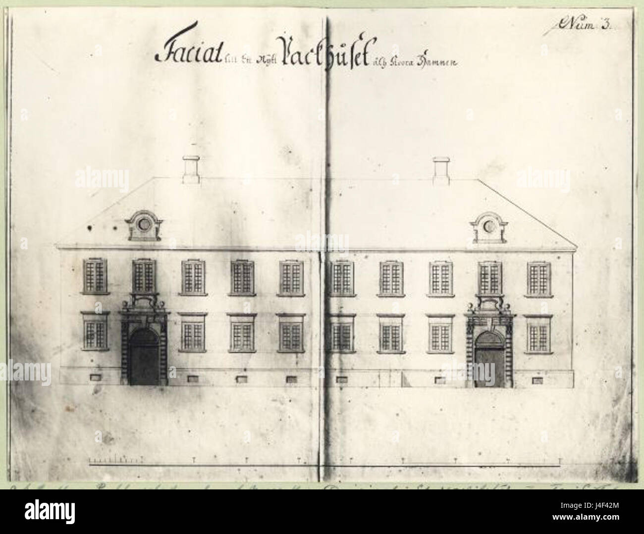 Radheska huset  fasaden mot N. Hamngatan  ritning av J. E. Carlberg 1726 Stock Photo