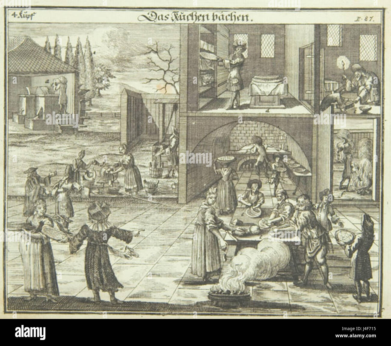 Baking matzeh and cleaning chametz   1724  from Juedisches Ceremoniel Stock Photo