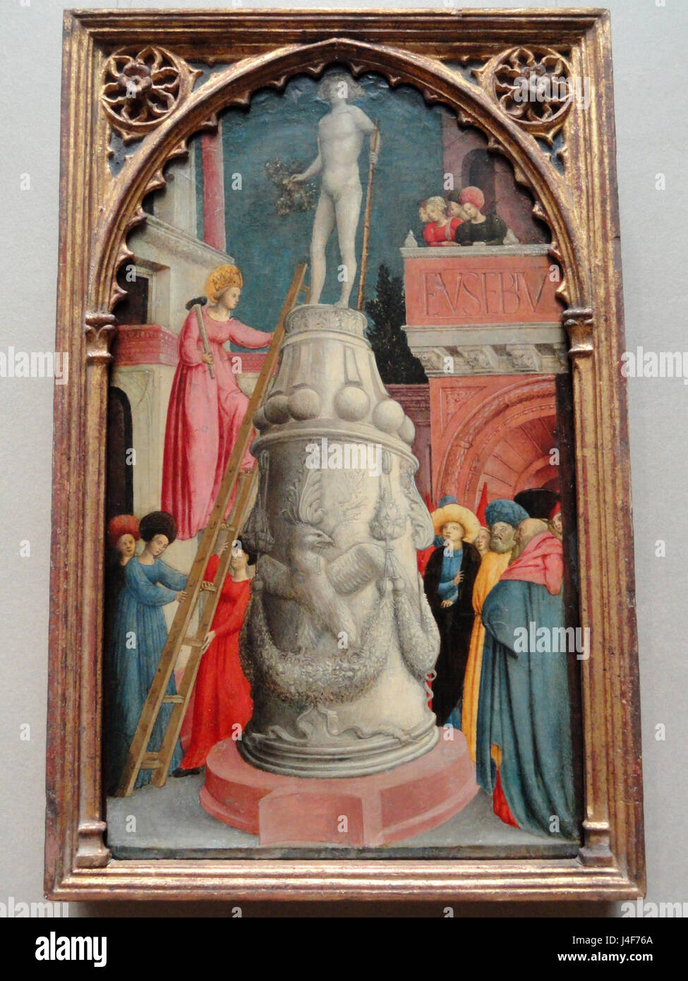Saint Apollonia Destroys a Pagan Idol, Giovanni d'Alemagna, c. 1442 1445, tempera on panel   National Gallery of Art, Washington   DSC08833 Stock Photo