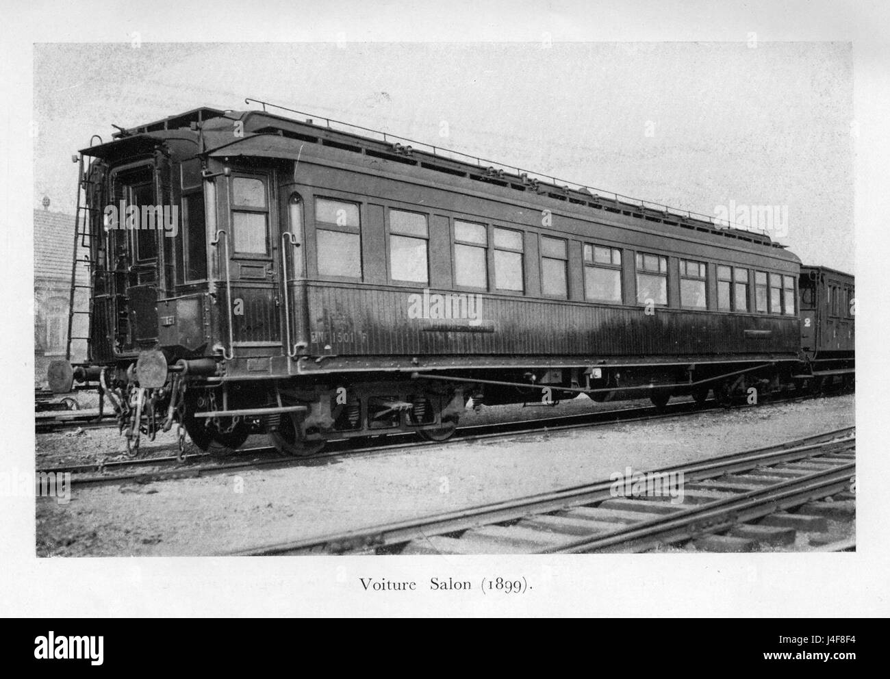 This title refers to an image or artifact of a 'Salonwagen,' a luxury train carriage from 1899. It represents high-class transportation from the late 19th century. Stock Photo