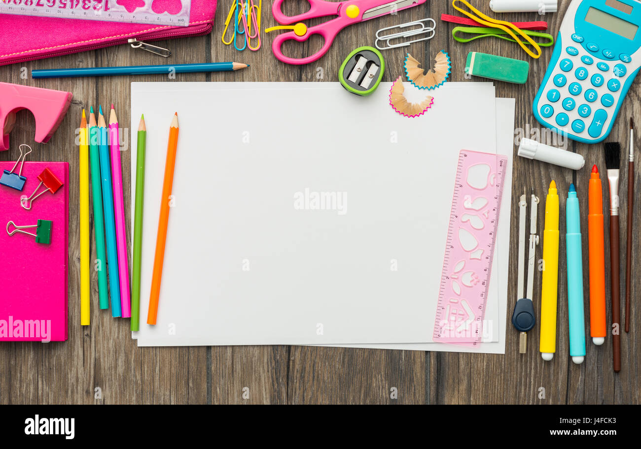 Child drawing, school and creativity concept, blank sheet with copy ...
