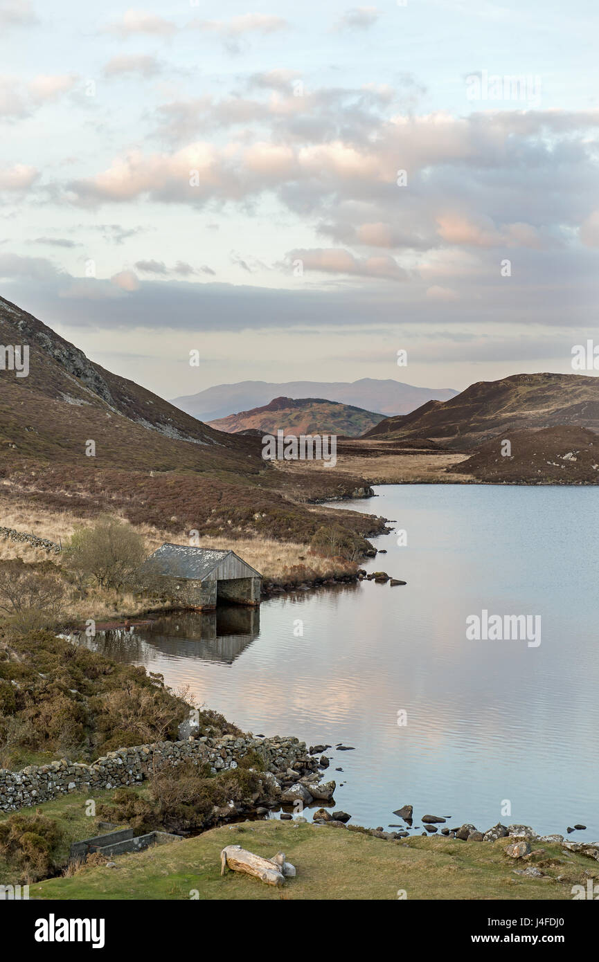 Creggennan lakes above Dolgellau in the foothills of Cader Idris in Snowdonia, north Wales. Stock Photo