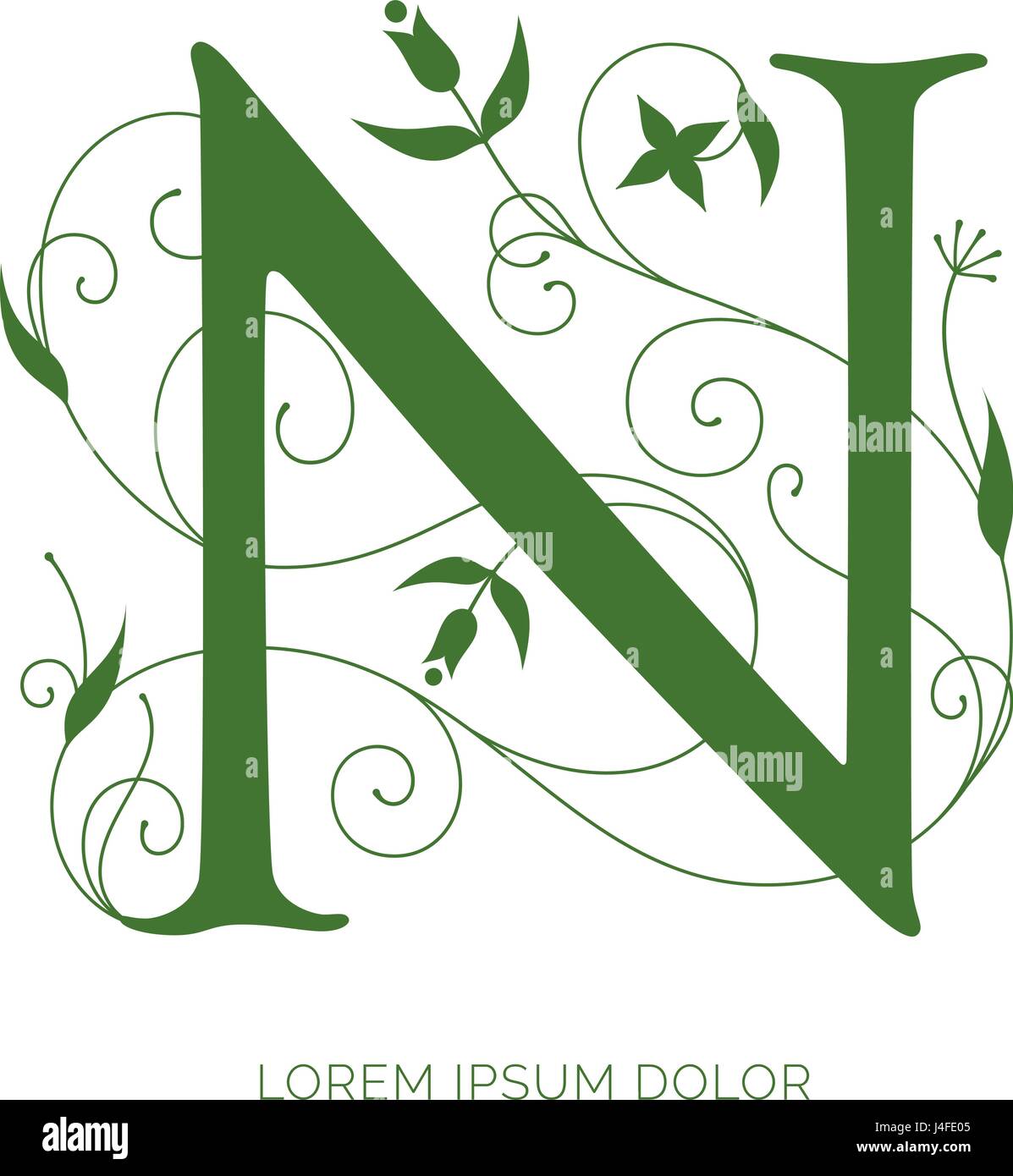 Download N letter floral design. Creative letter vector logo design ...