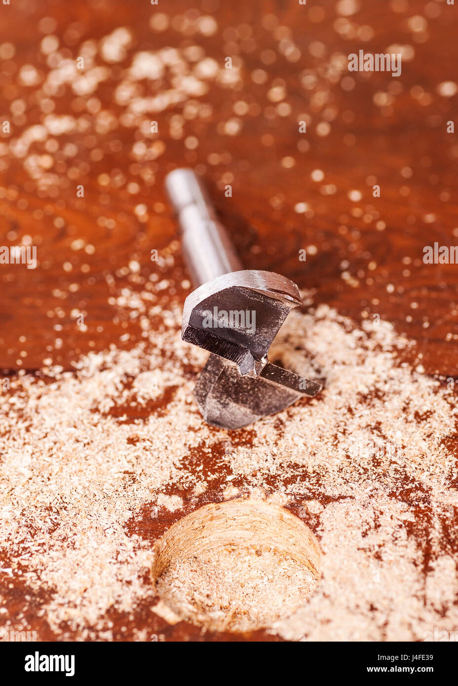 Forstner's cutter bit for concealed hinge holes with sawdust Stock