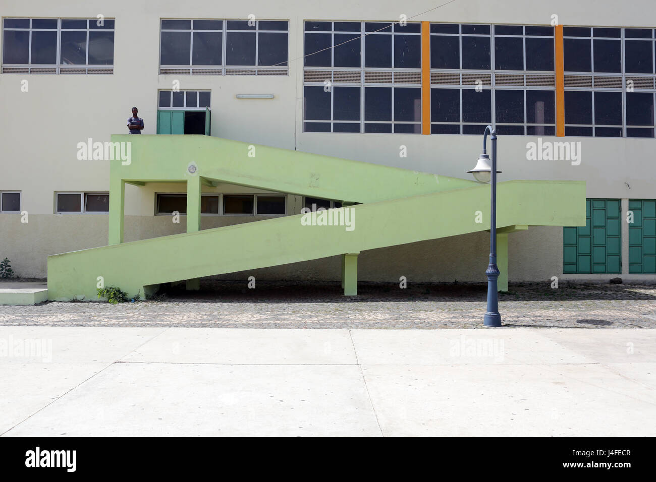 Sports centre building exterior ramp Stock Photo