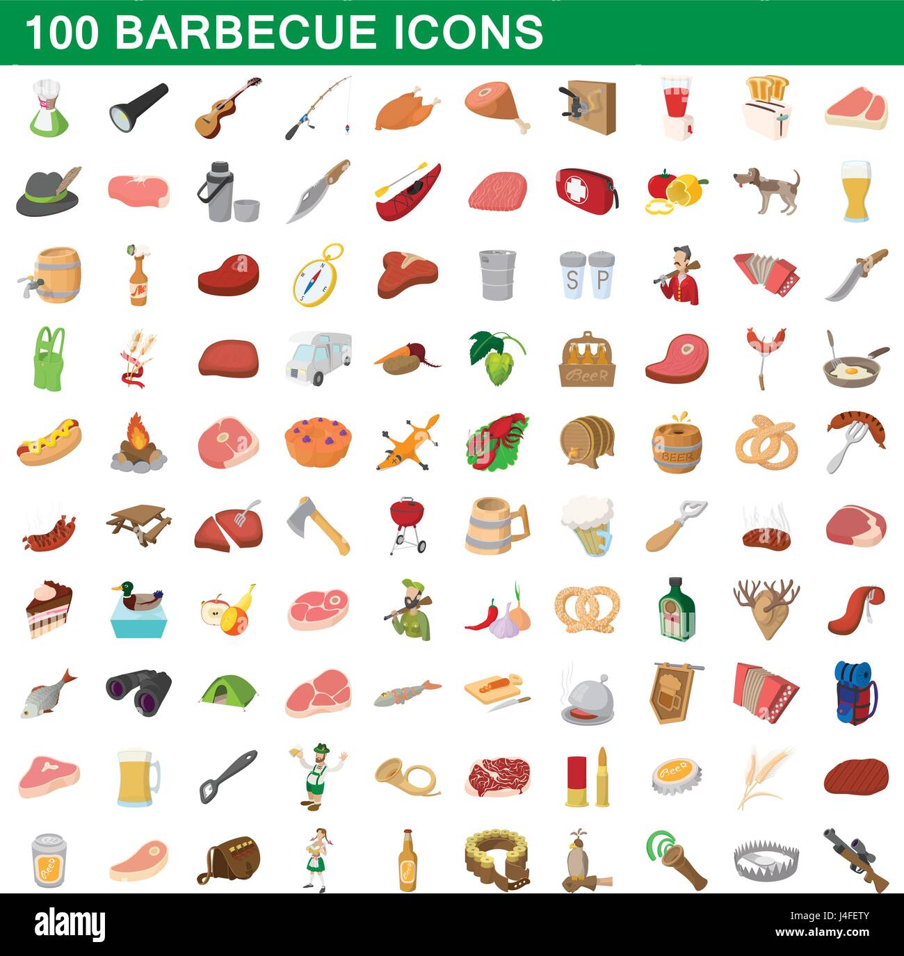 100 barbecue icons set, cartoon style Stock Vector Image & Art - Alamy