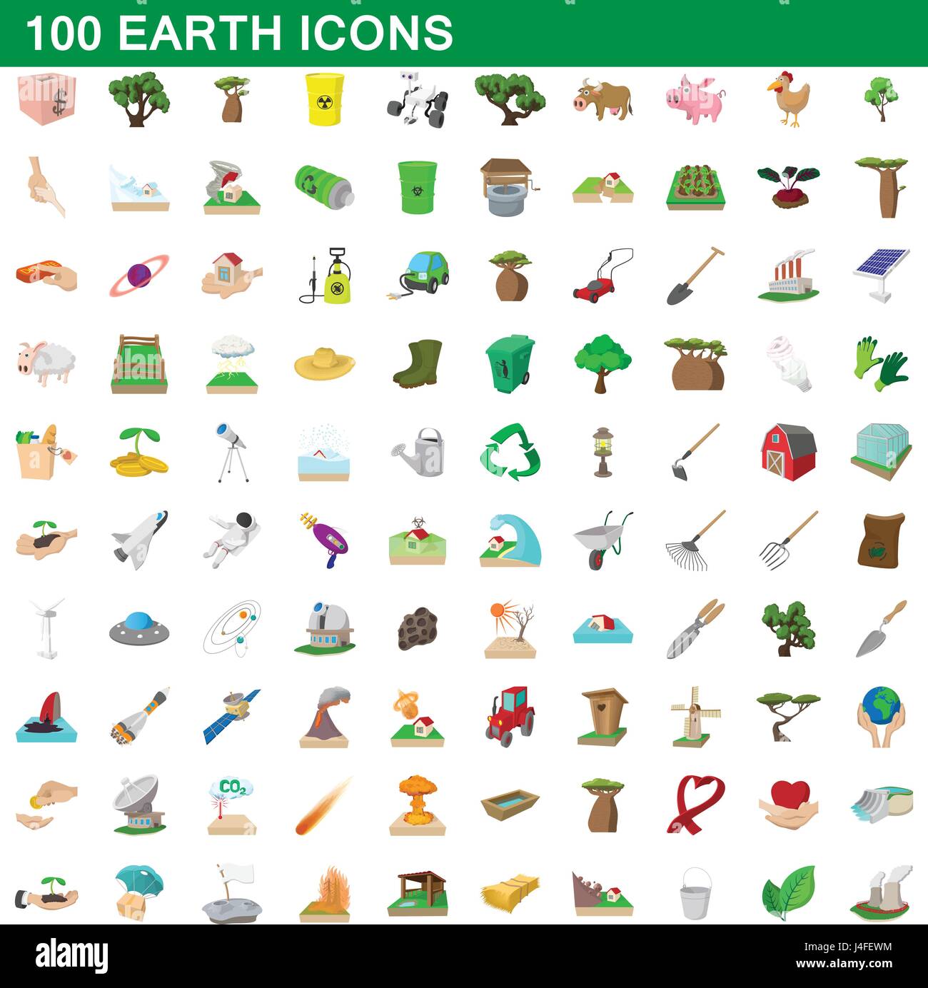 100 earth icons set, cartoon style Stock Vector Image & Art - Alamy
