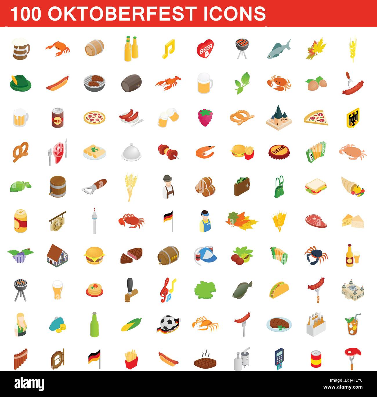 100 Oktoberfest icons set, isometric 3d style Stock Vector Image & Art ...