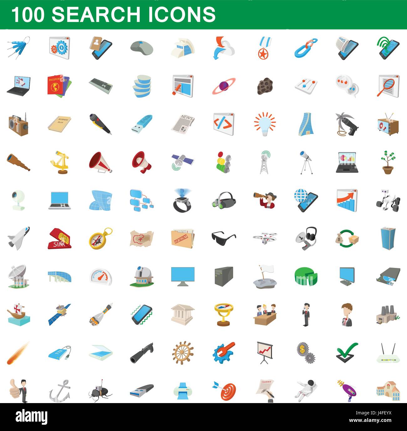 100 search icons set, cartoon style Stock Vector Image & Art - Alamy