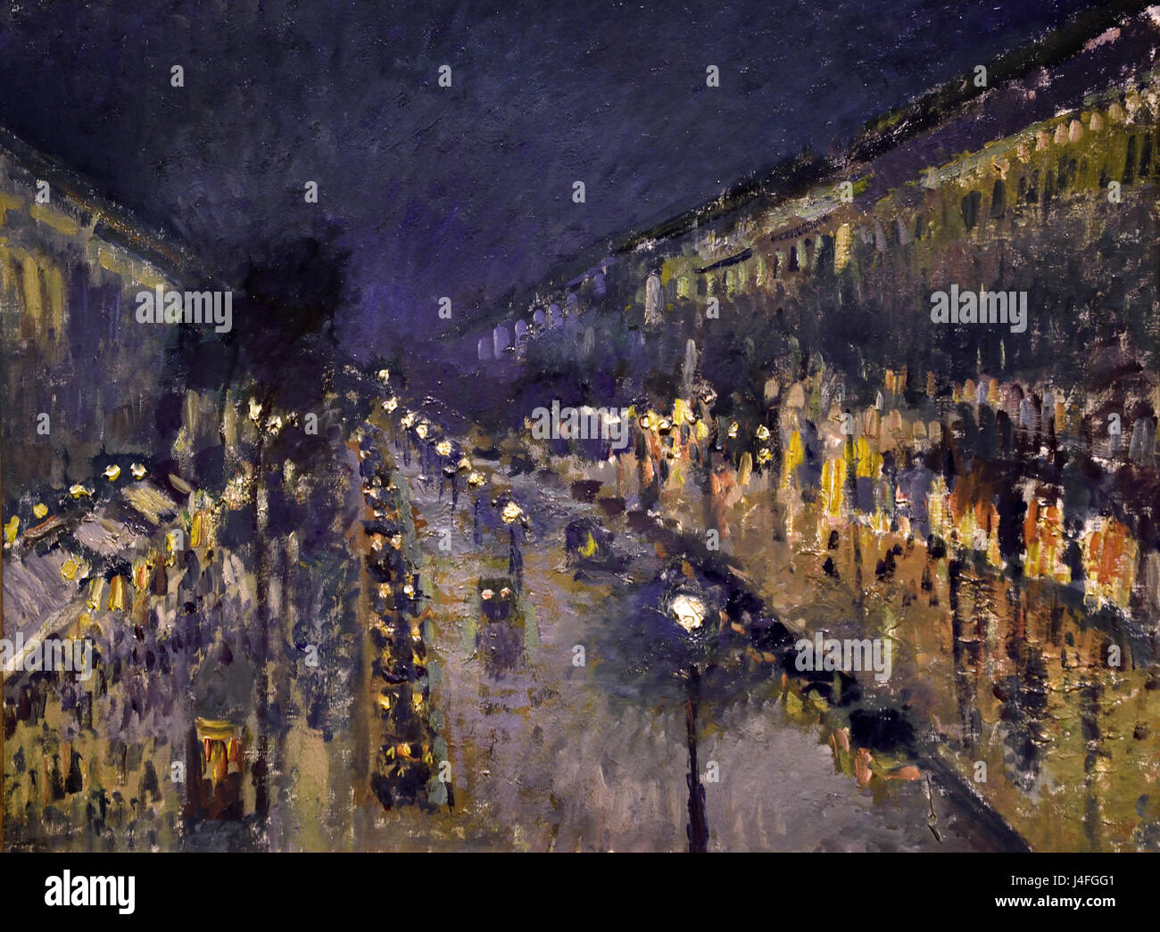 The Boulevard Montmartre at Night 1877  Camille Pissarro 1830 - 1905 France French Stock Photo