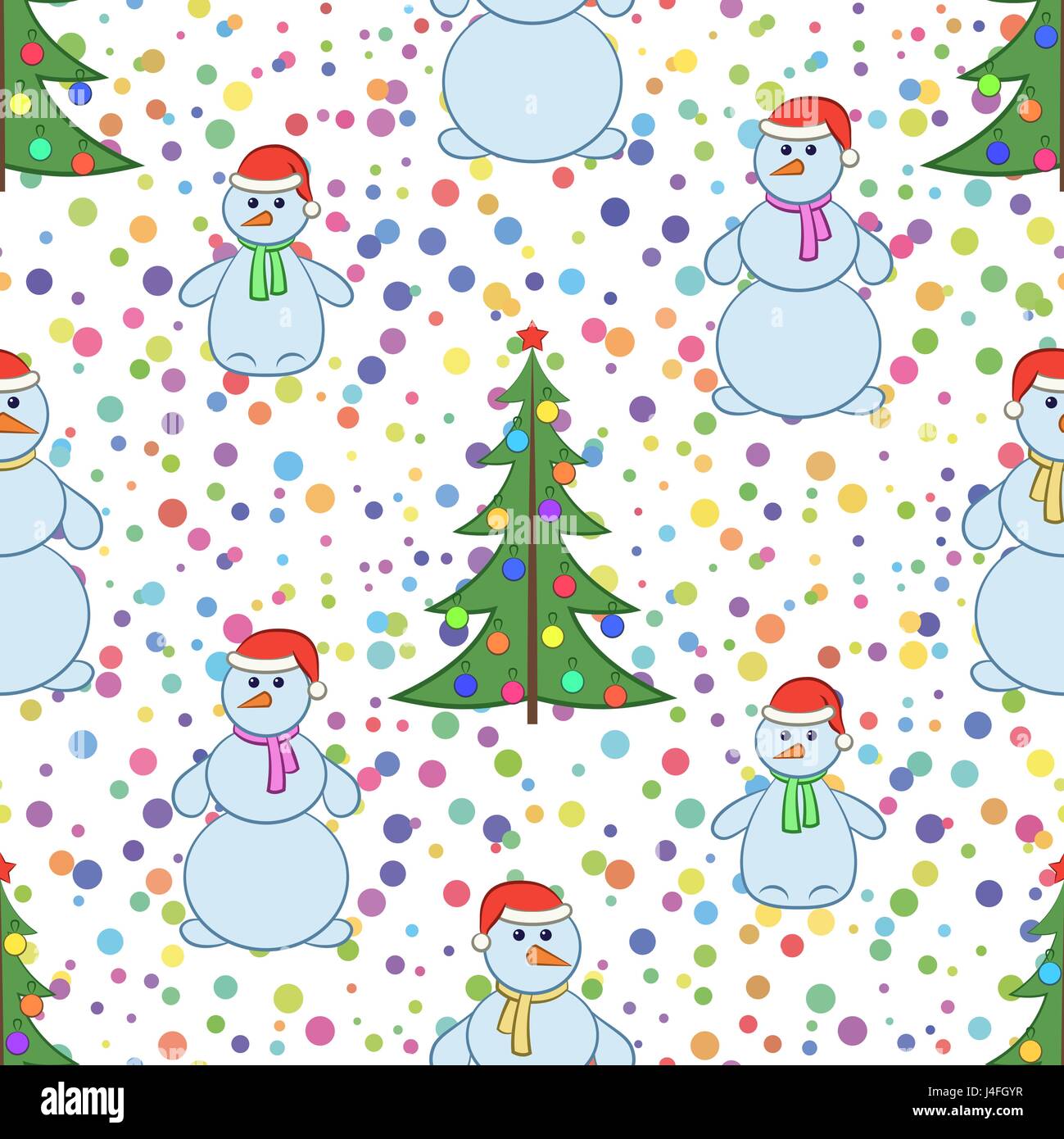 Christmas Holiday Seamless Background with Cartoon Snowmen Family ...