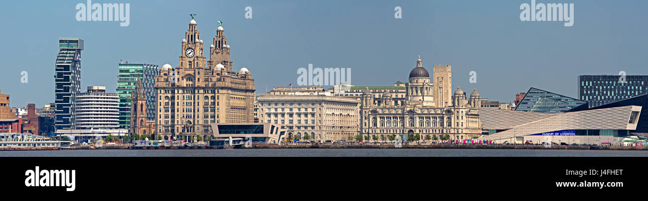 Panoramic image of Liverpool's historic waterfront buildings Stock Photo