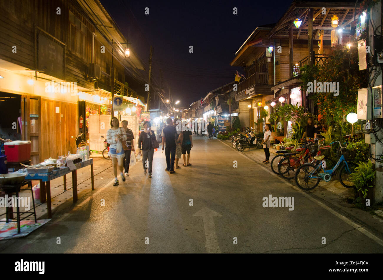 Asian thai people and foreigner travelers visit travel and walking ...