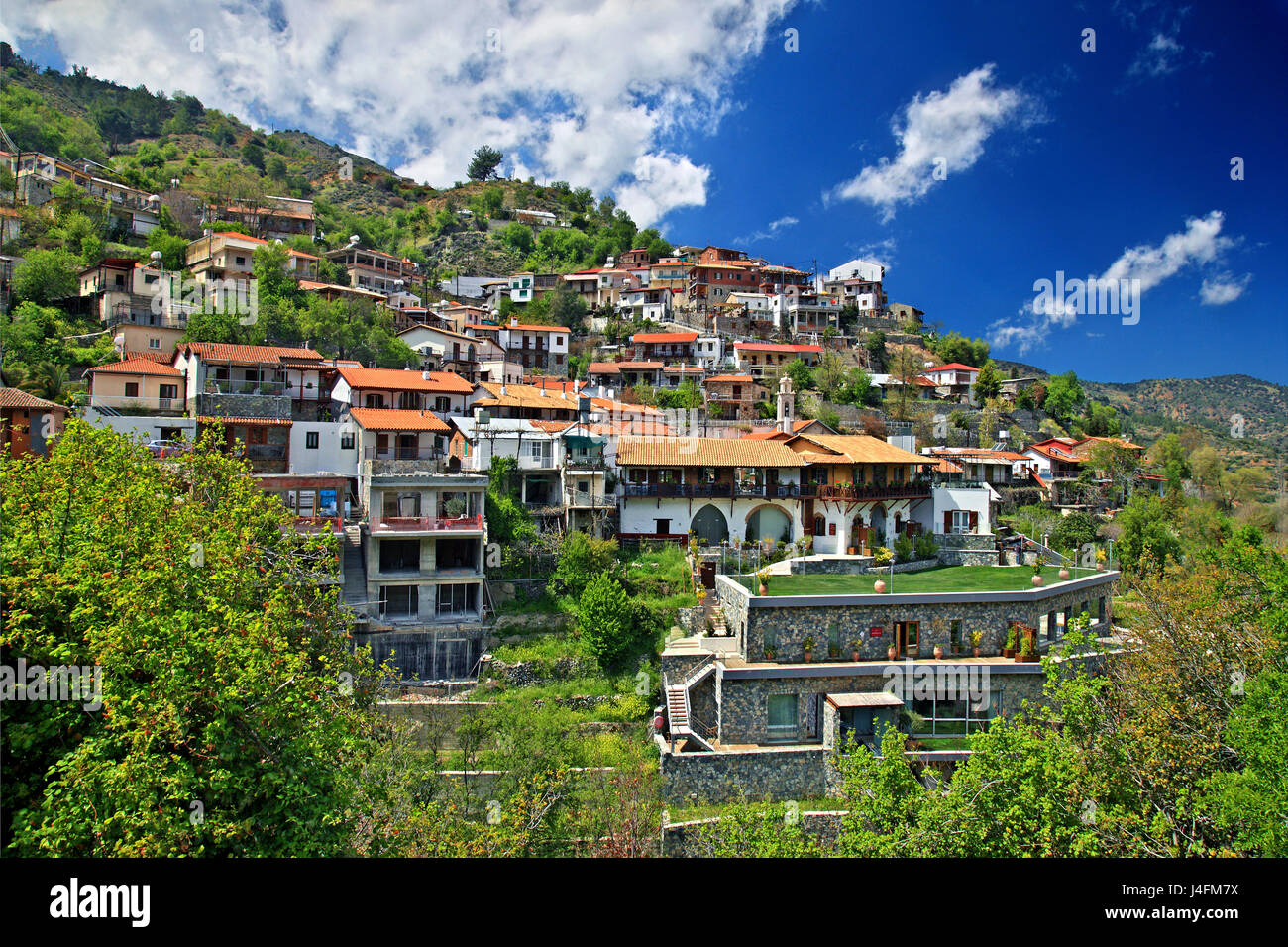 Kalopanayiotis village, Marathasa (or 'Myrianthousa') valley, Troodos mountain, Cyprus. Stock Photo