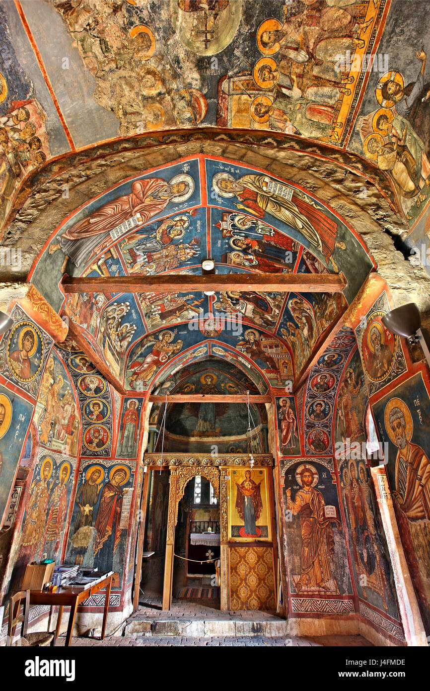 Inside the church of Panagia Asinou, or "Panagia Forviotissa" (World  Heritage Site by UNESCO) next to NIkitari village district of Nicosia.  Cyprus Stock Photo - Alamy