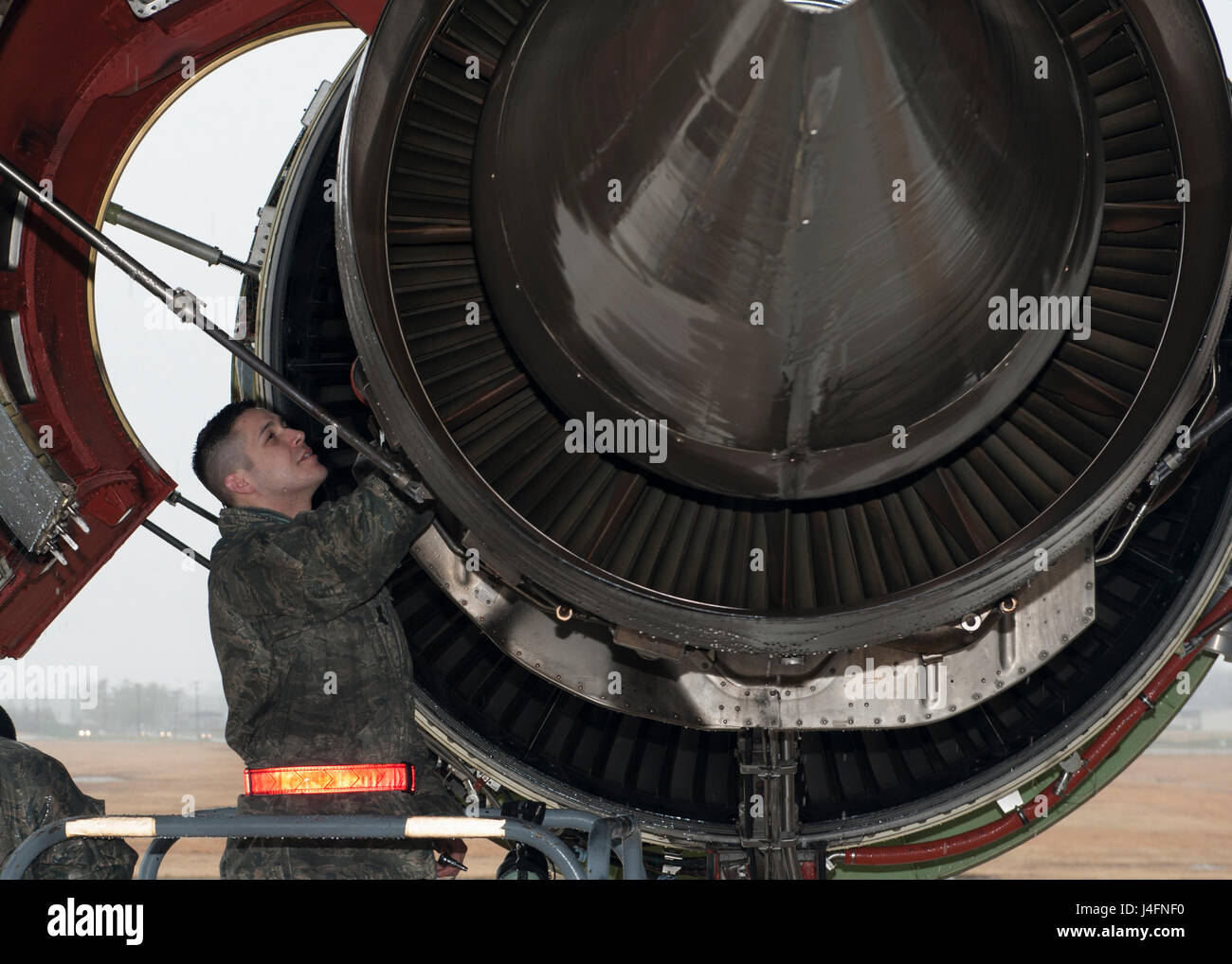U.S. Air Force maintainers perform maintenance on a C-5M Super Galaxy ...