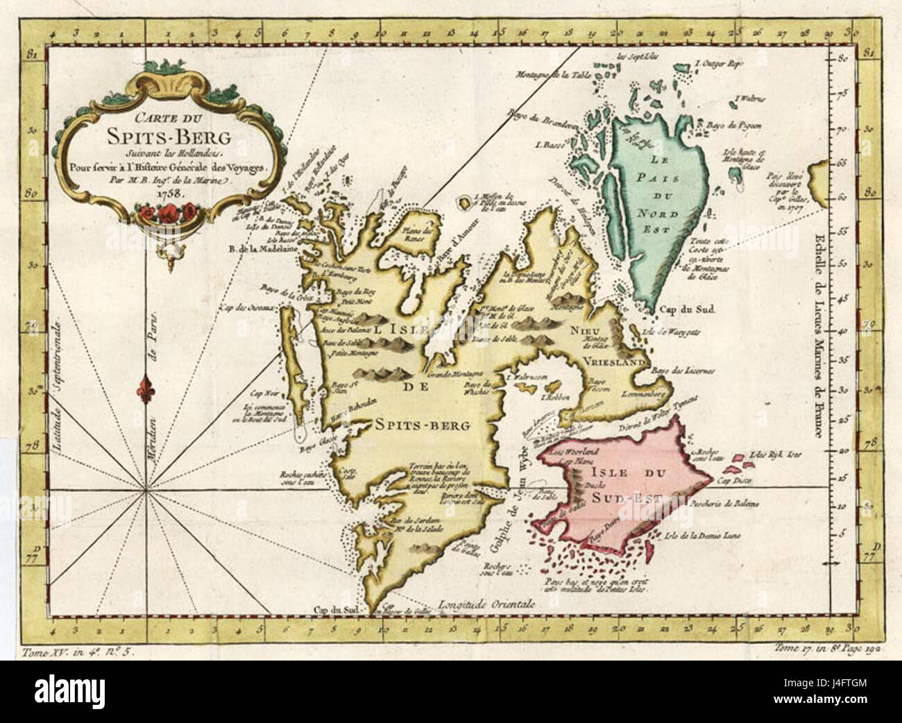 Map of spitsbergen hi res stock - Spitsbergen 1758 J4FTGM 