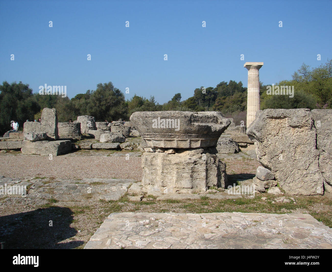 Tempio di Zeus Olimpia April 2006 Stock Photo