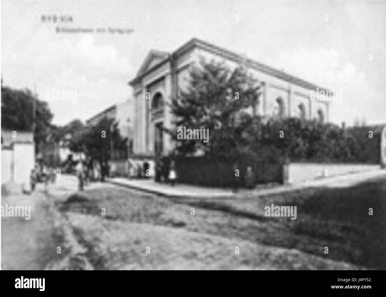 The Rybnik Synagogue, located in Poland, was an important religious and cultural landmark for the Jewish community before it was destroyed during World War II. Stock Photo