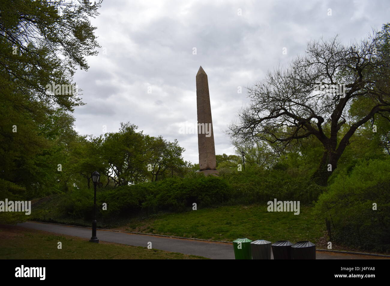 Egyptian Obelisk in Central Park Standing Glorious. It is the Oldest Man-Made Object in Central Park, and the Oldest Outdoor Monument in New York City Stock Photo