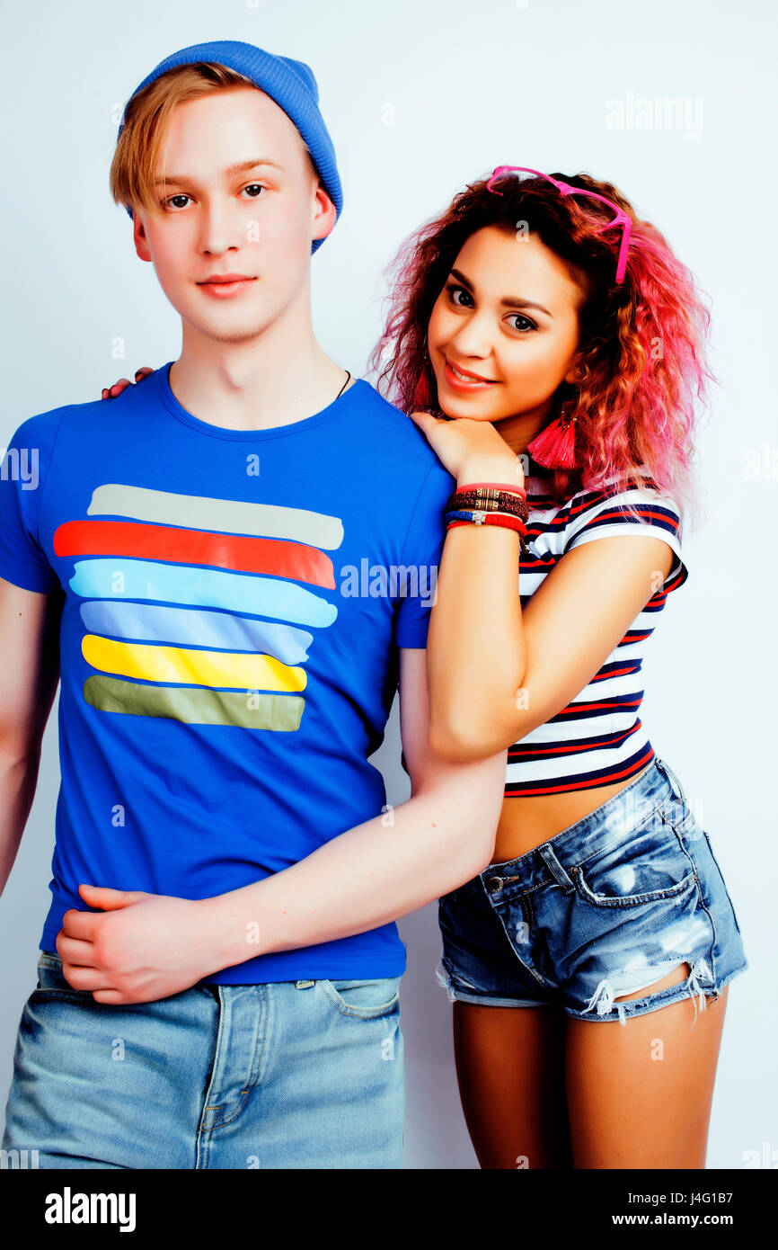Best Friends Teenage Girl And Boy Together Having Fun Posing Stock Photo Alamy