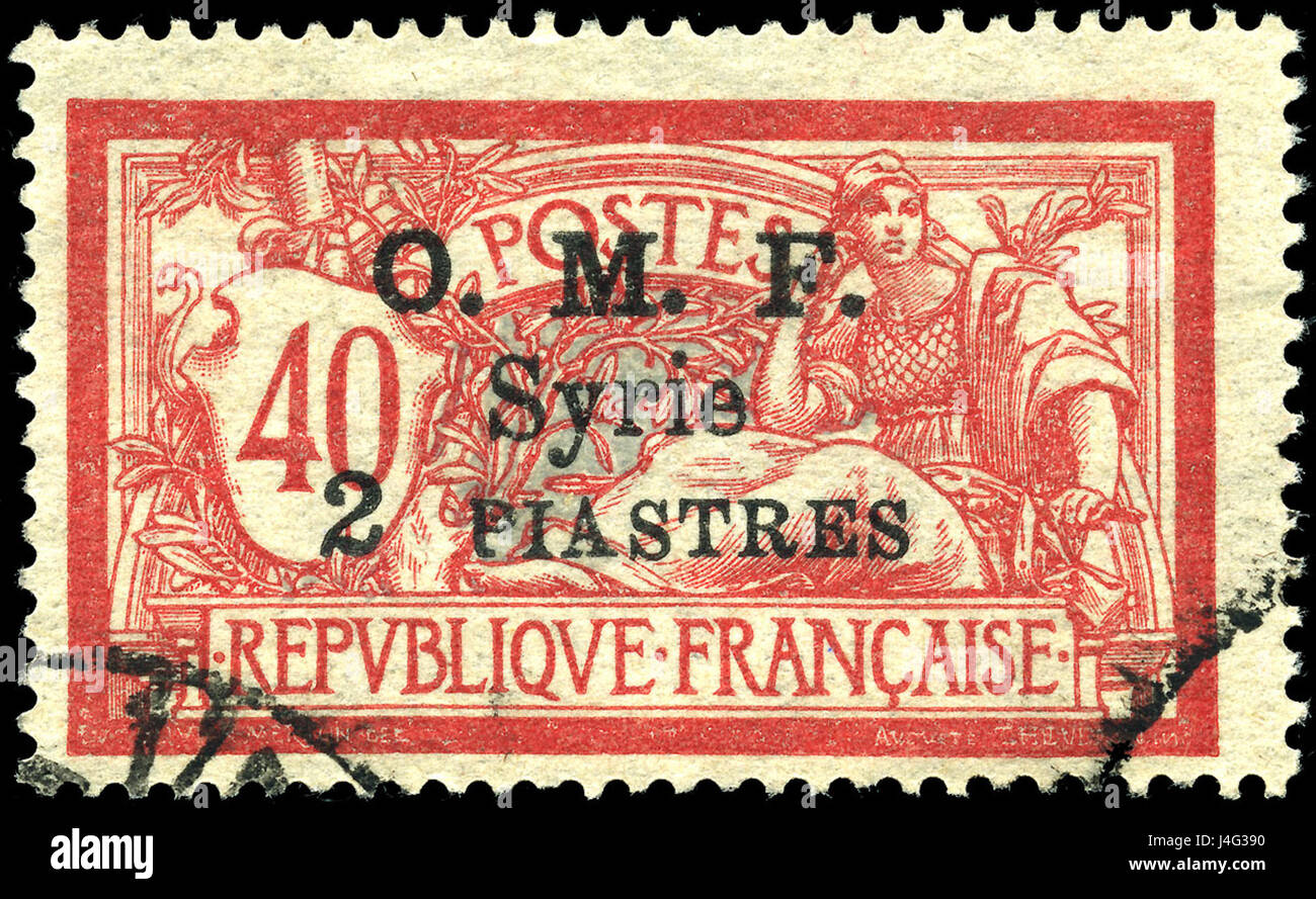 Stamp Syria 1921 2pi on 40c Stock Photo