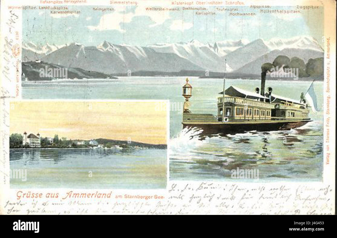 Starnberger See 1905 Dampfer Stock Photo