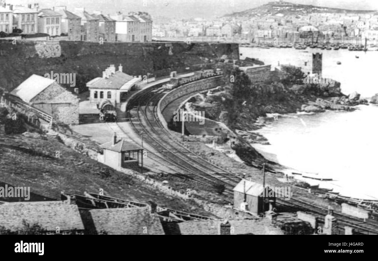 St Ives station view c1890 Stock Photo Alamy