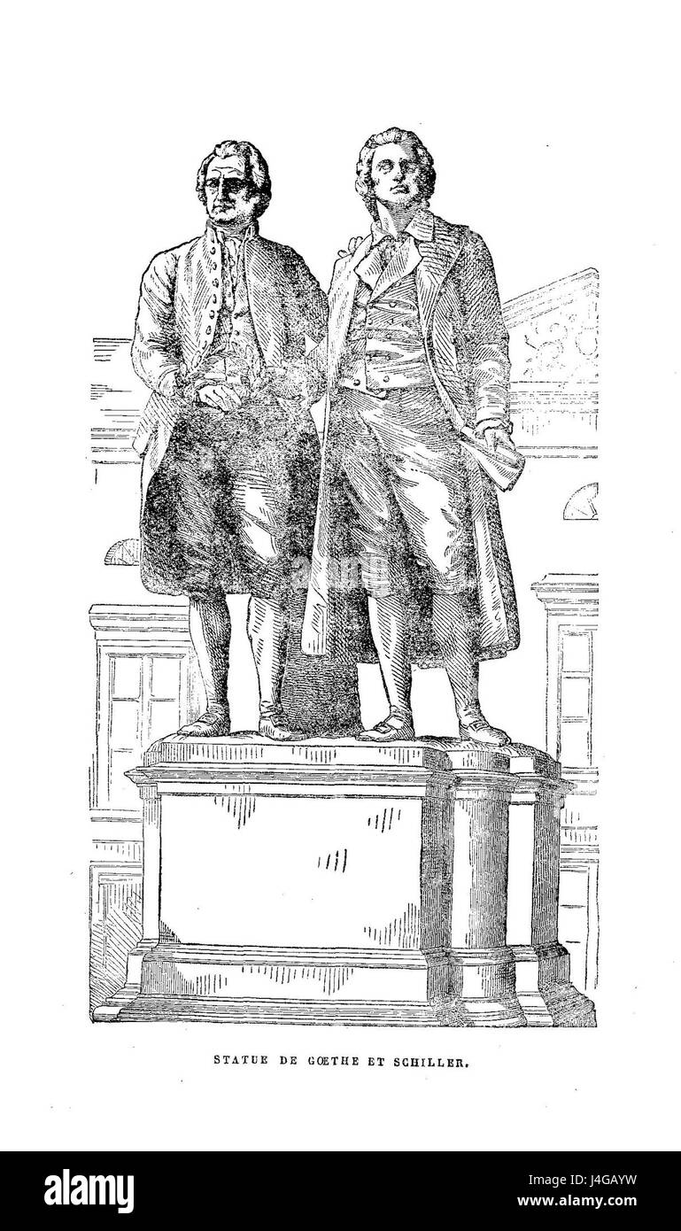 The statue of Goethe and Schiller honors the two renowned German poets ...