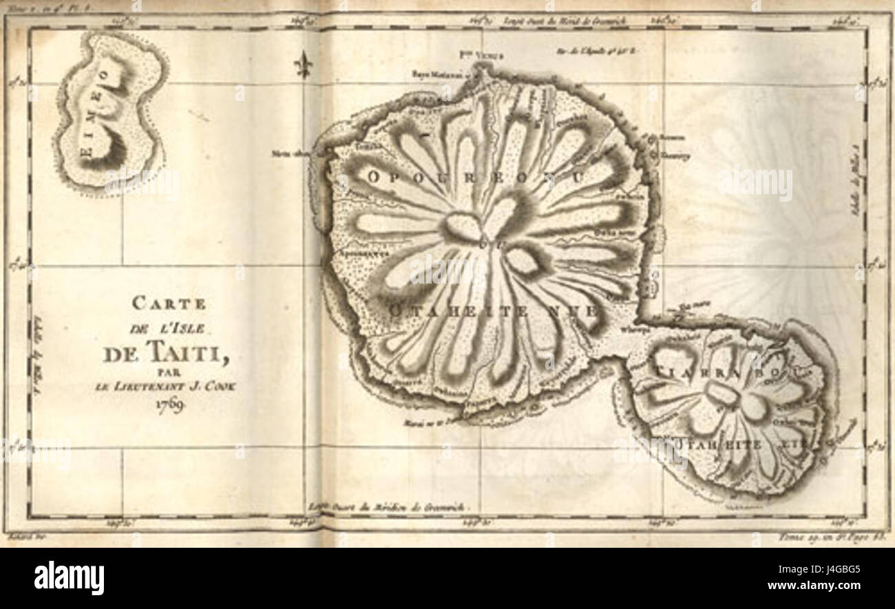 Tahiti 18th century map Stock Photo