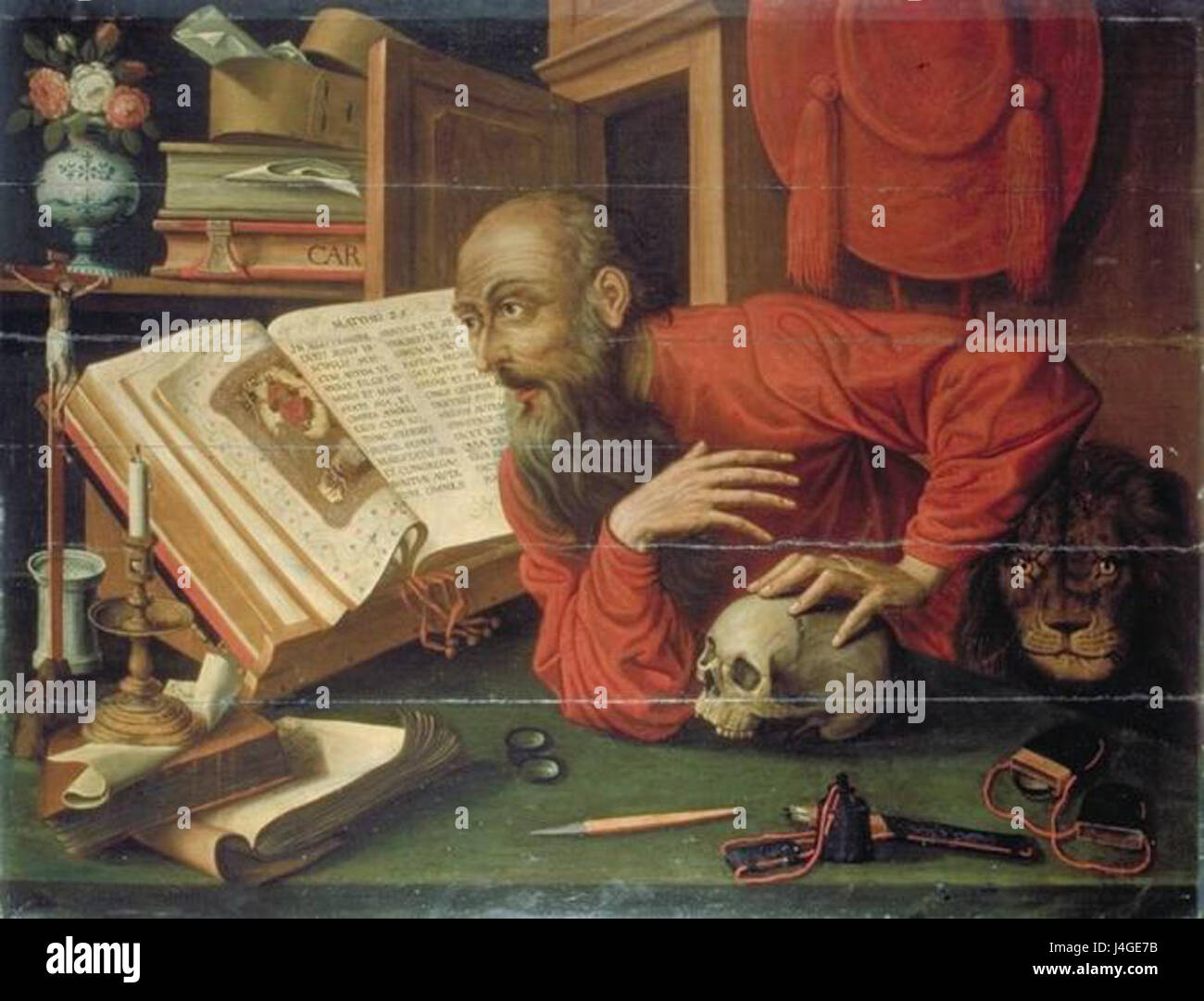 Saint Jerome in his study by Marinus van Reymerswale Stock Photo - Alamy