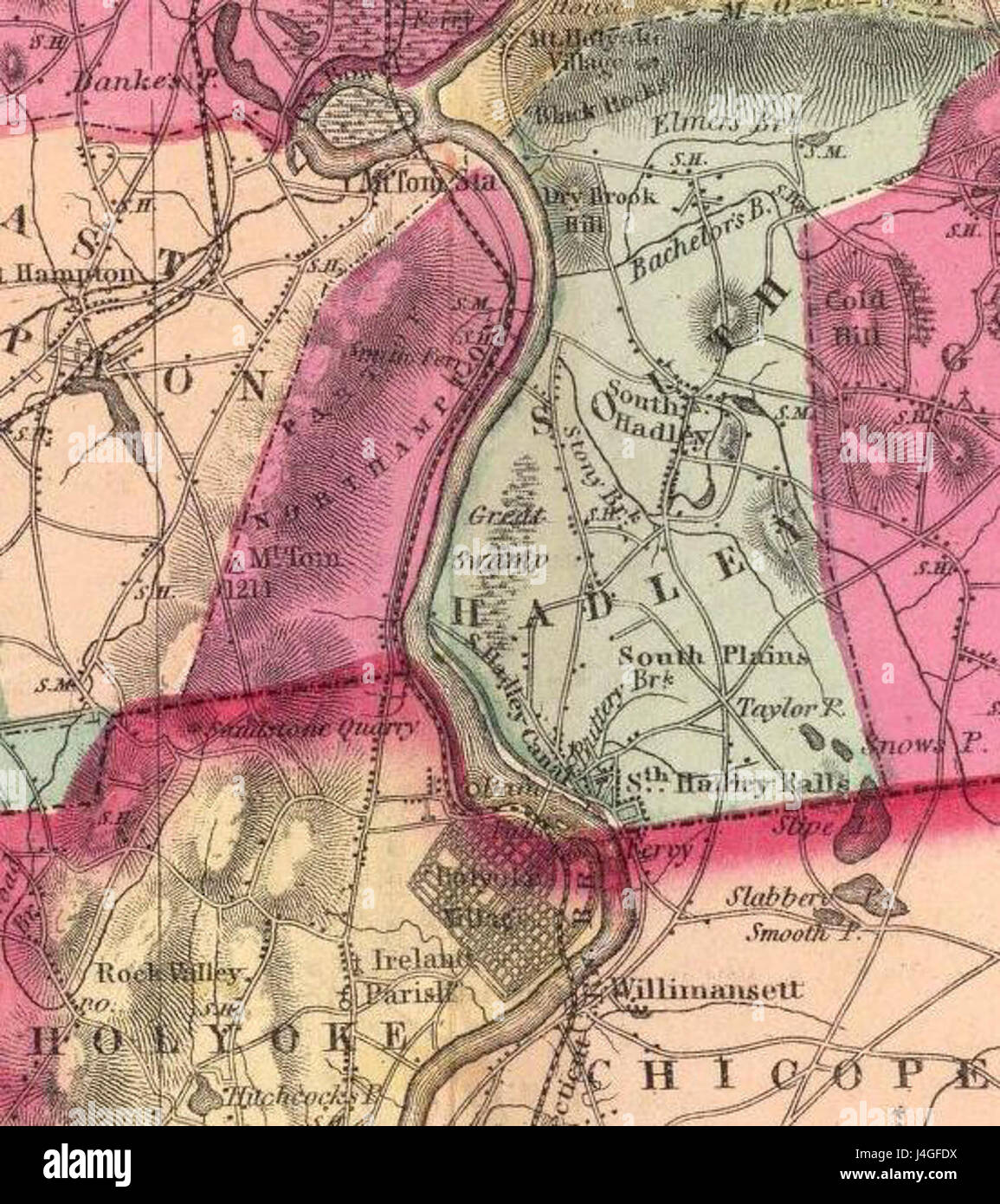 South Hadley Canal (Massachusetts) map Stock Photo Alamy