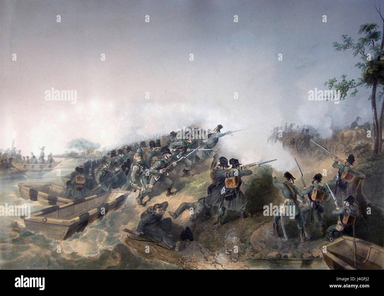 Schlachtenszene Infanterie 19 Jh Stock Photo