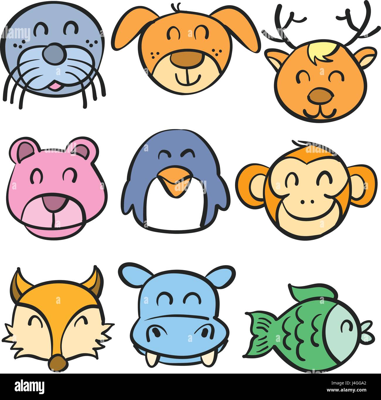 Doodle of animal head hand draw Stock Vector Image & Art Alamy