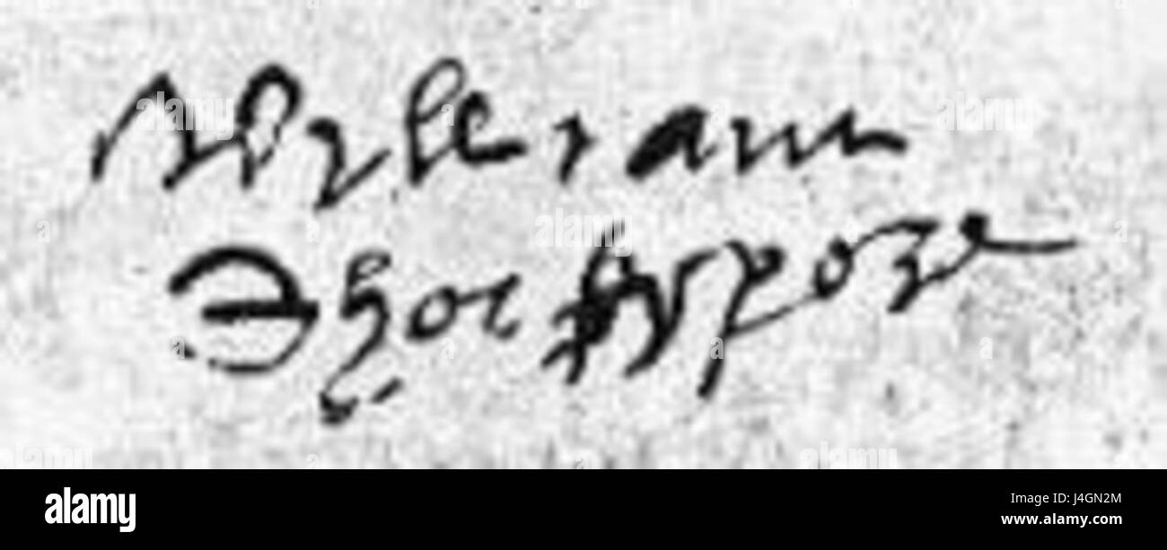 This likely refers to an authenticated signature of William Shakespeare, which is highly valued in the study of historical documents and literary history. Stock Photo