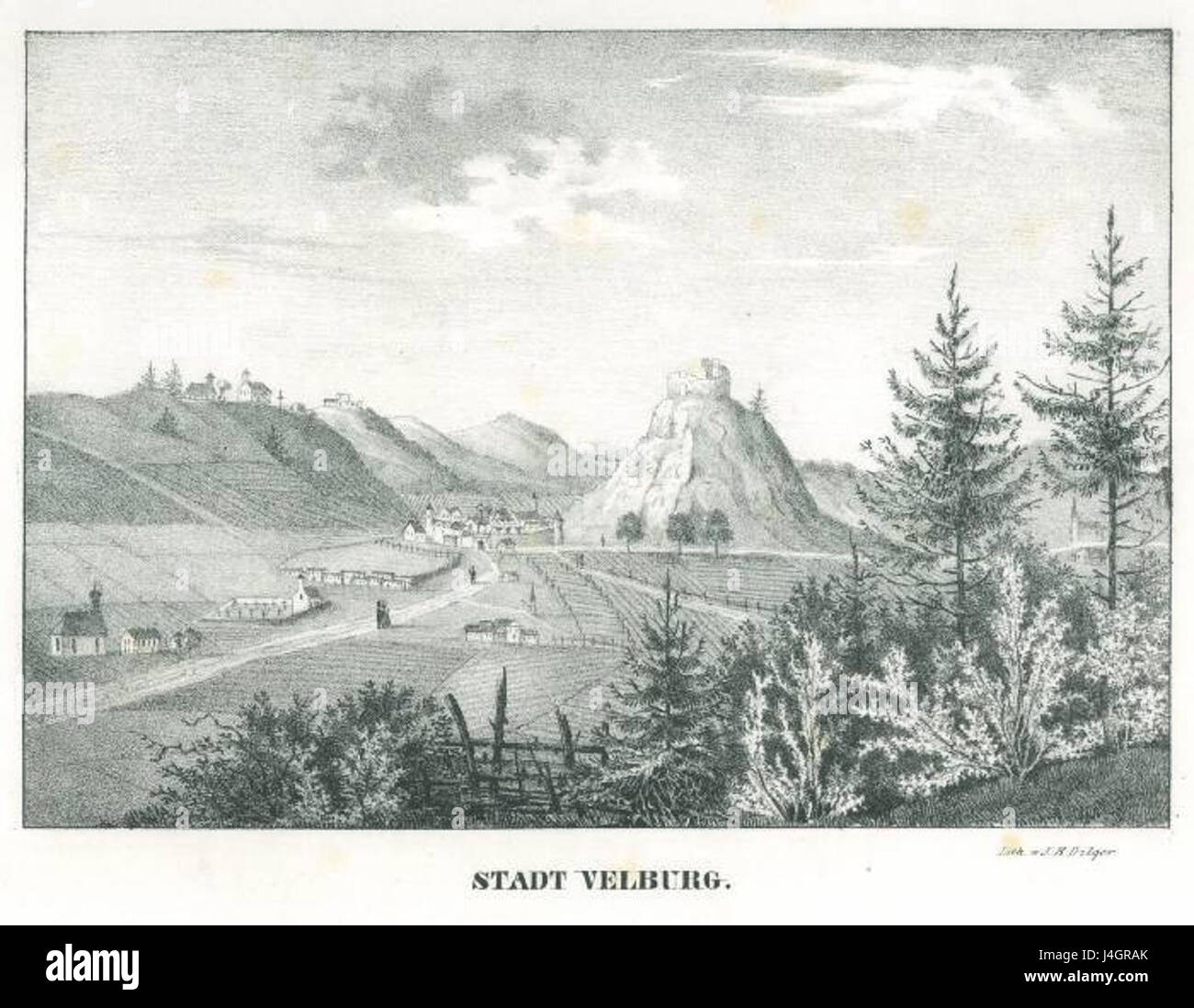 Stadt Velburg um 1840 Stock Photo