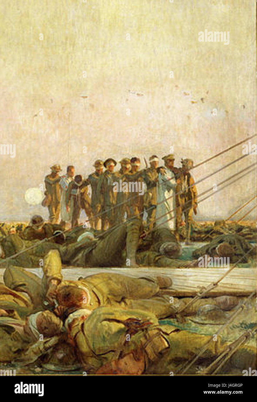 A painting by John Singer Sargent titled 'Gassed,' depicting the horrors of war and the effects of a mustard gas attack during World War I. Stock Photo