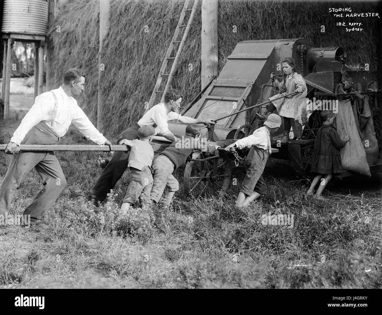 Storing the harvester from The Powerhouse Museum Collection Stock Photo