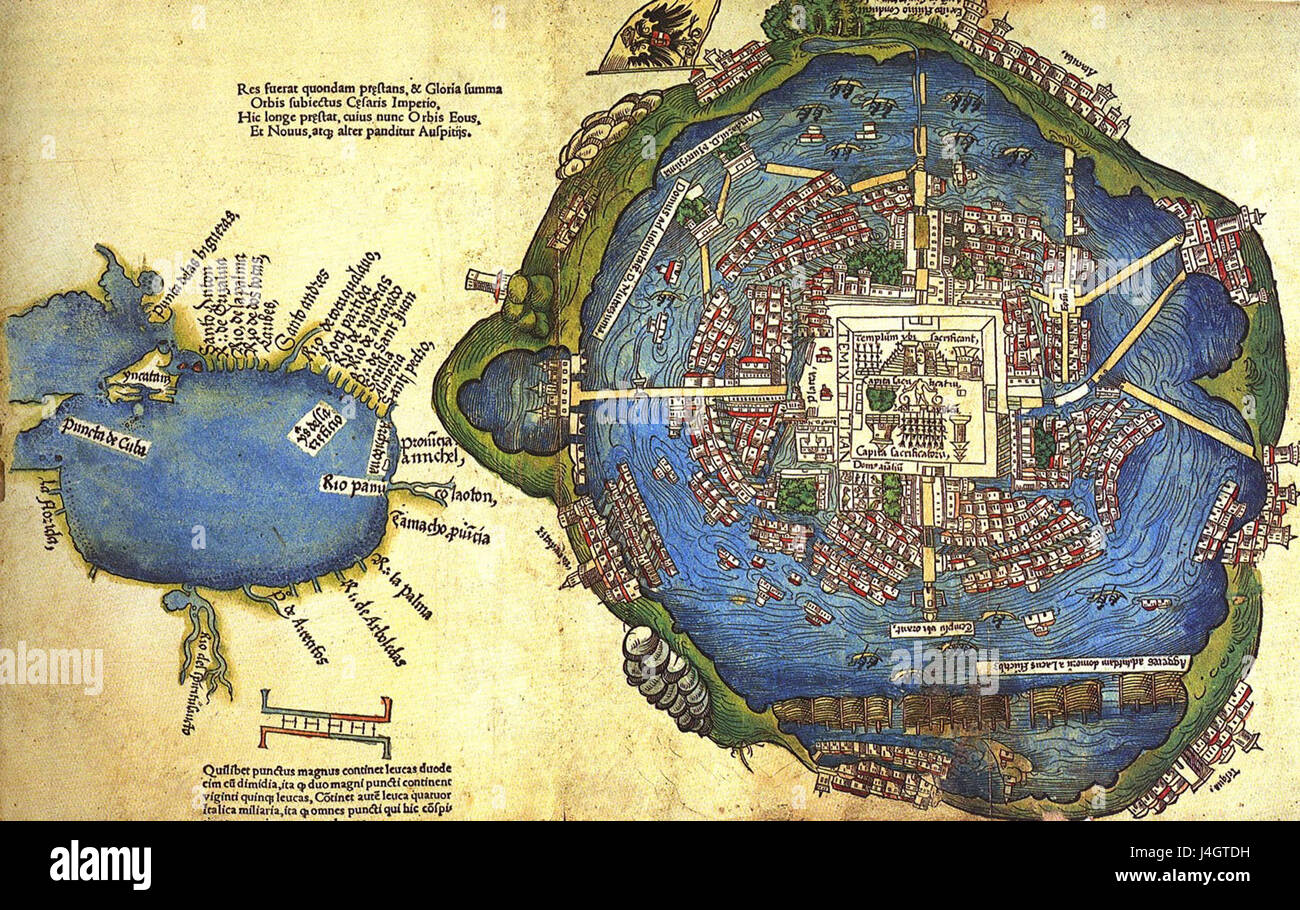 Tenochtitlan y Golfo de Mexico 1524 Stock Photo