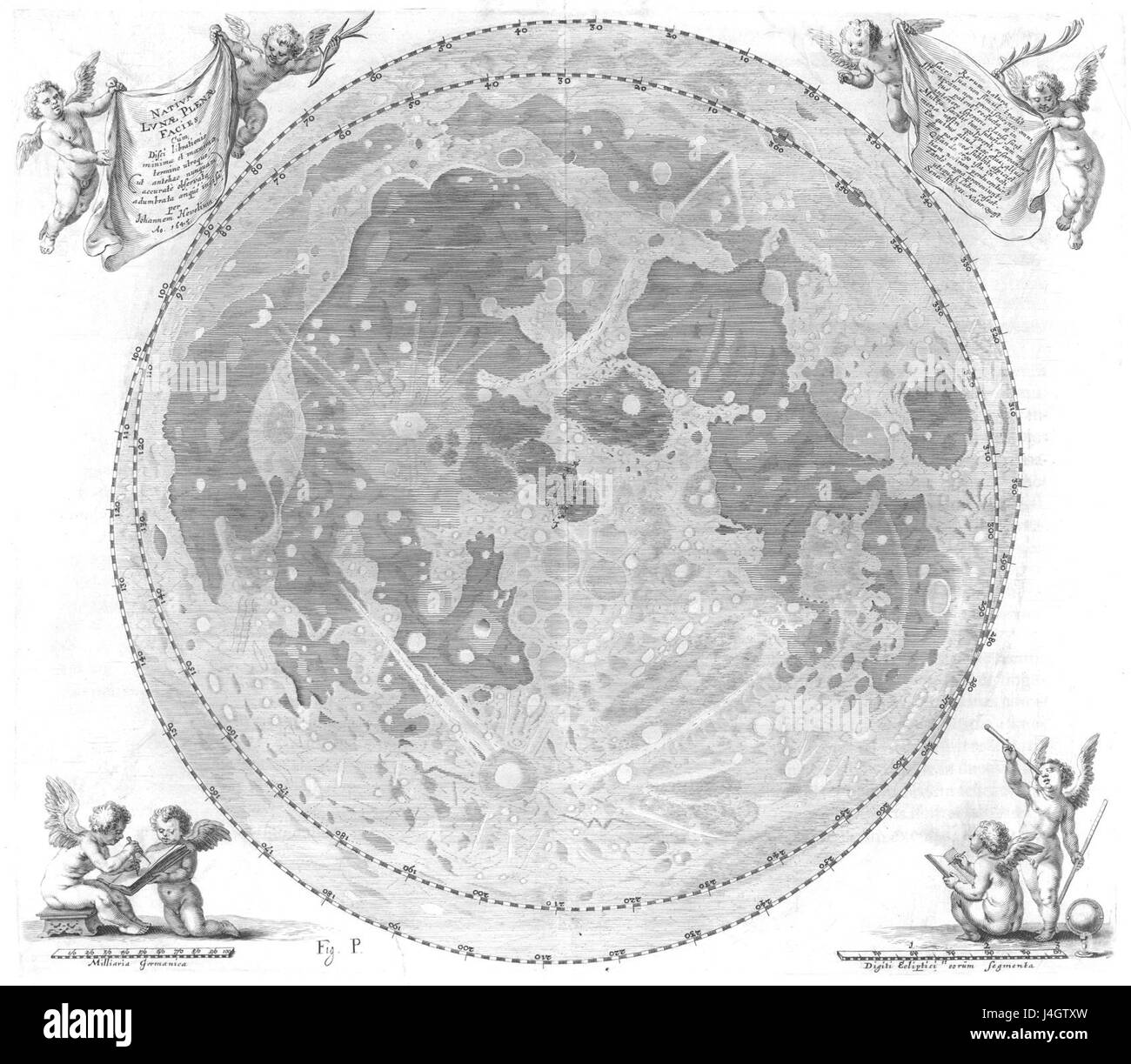 Selenographia map of moon Stock Photo