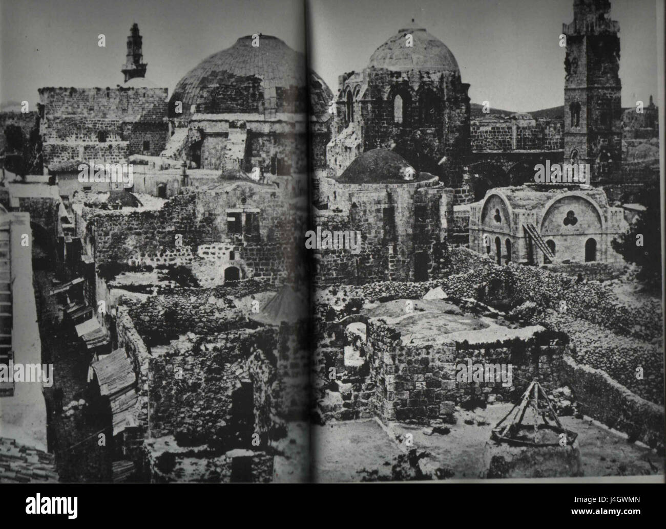 Ruins of the Muristan with the church of the Holy Sepulchre (1862 Stock ...