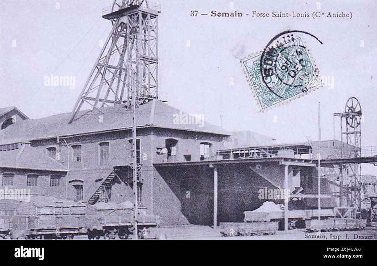Somain, located in France, features the Fosse Saint Louis, a historical site with cultural and architectural significance from the region's mining history. Stock Photo
