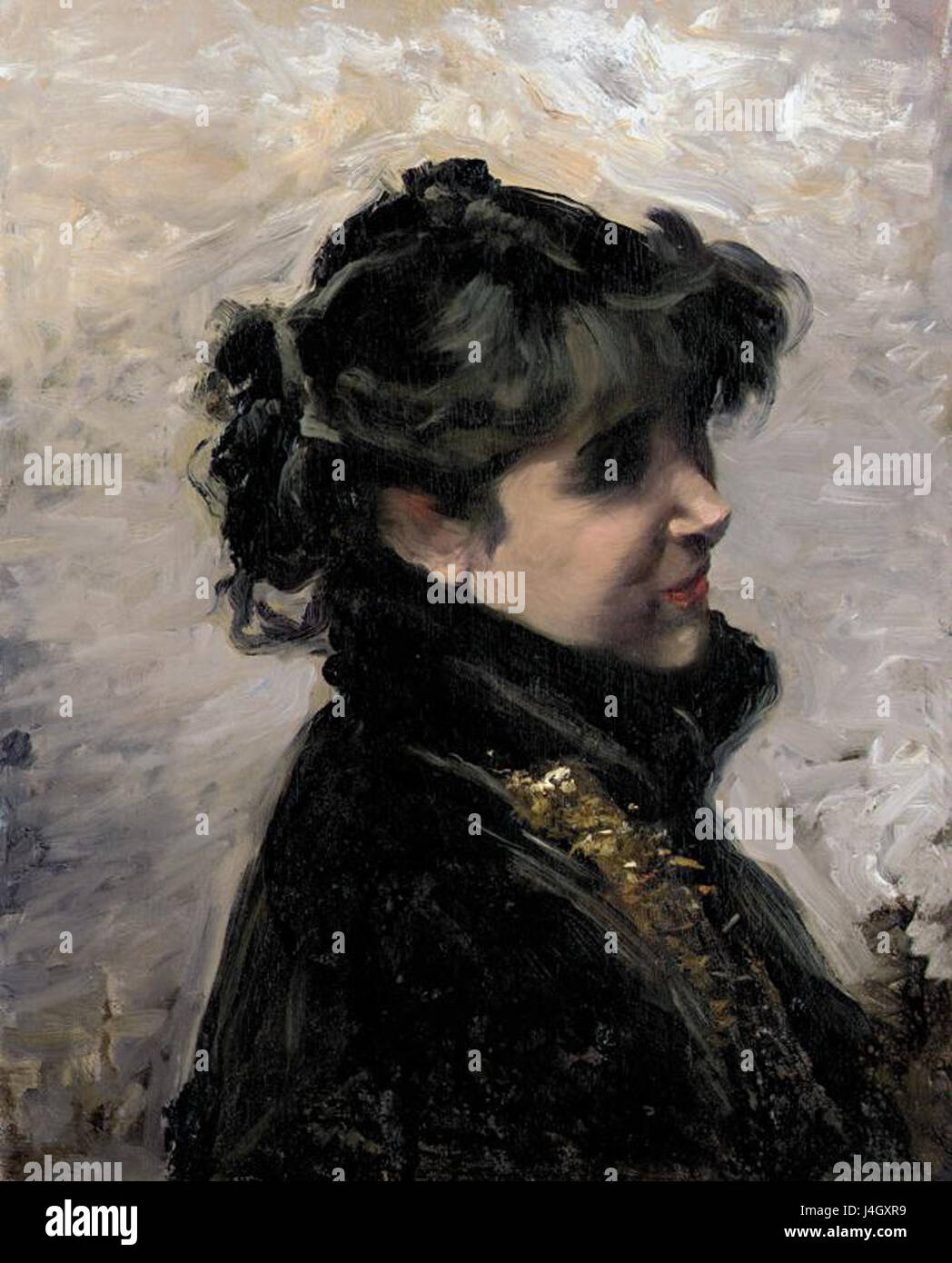This portrait of Madame Errazuriz by John Singer Sargent, painted between 1883 and 1884, is one of his famous works known for its striking realism and sophisticated portrayal of the subject, part of Sotheby's auction records. Stock Photo
